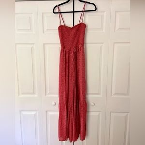 Free People Little Of Your Love Square Neck
Smocked Bodice Wide Leg Jumpsuit S